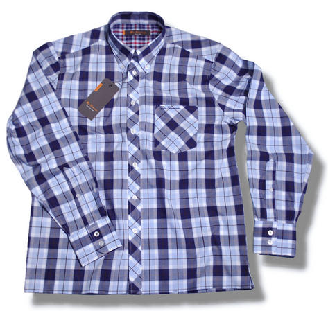 Ben Sherman Classic Check Butto Down Union Fit Long Sleeve Shirt Navy Blue  Preview